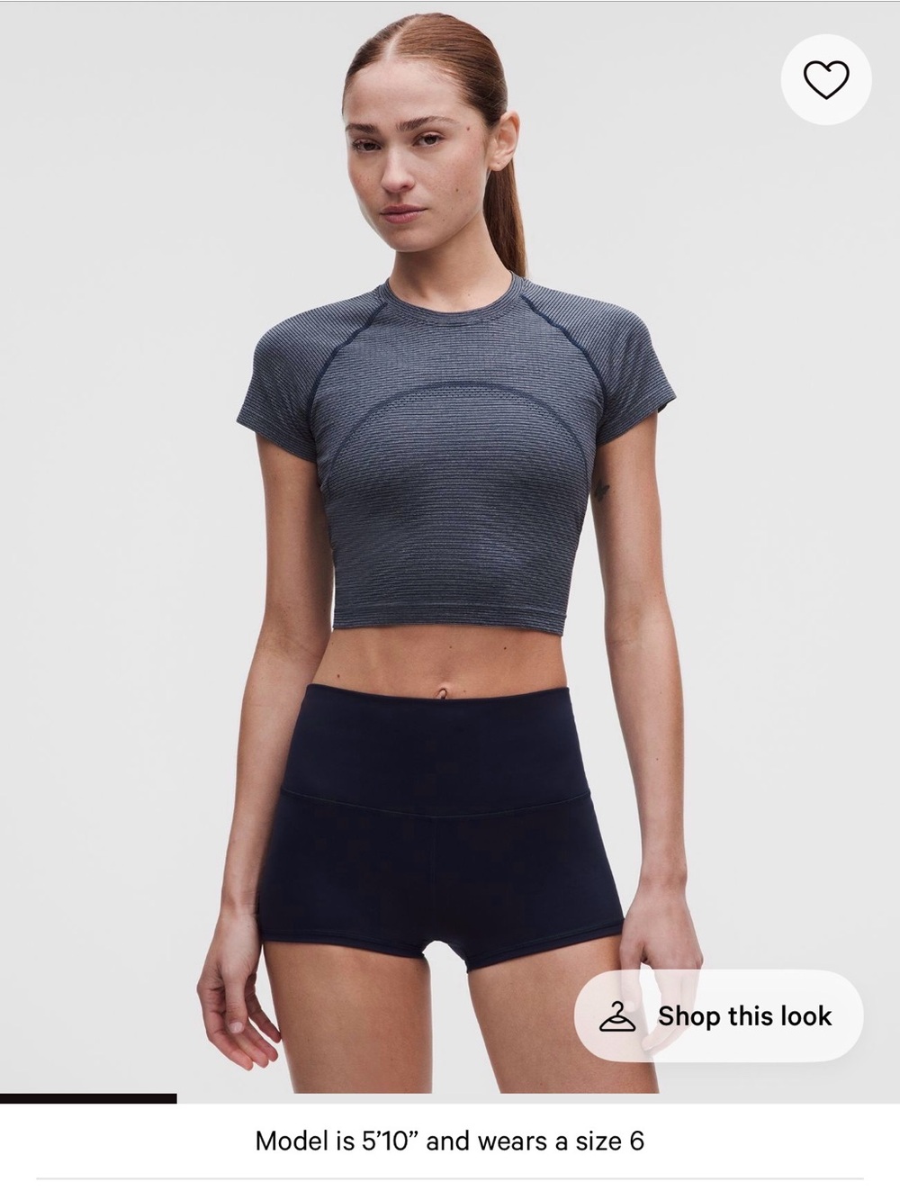Lululemon Swiftly Tech Cropped Short Sleeve 2.0 Size 8 Blue/White NWT